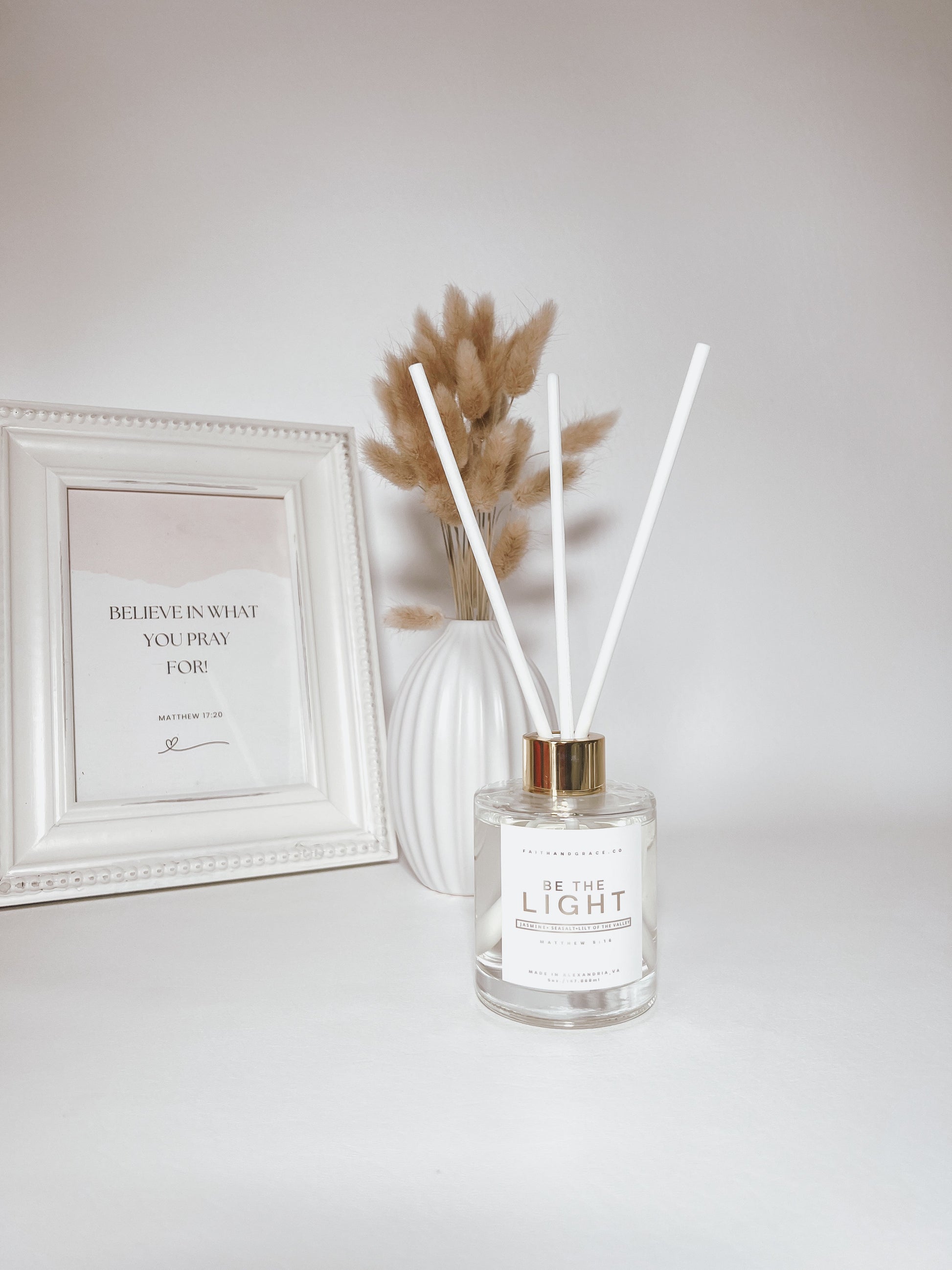 Be the Light sea salt jasmine Christian reed diffuser