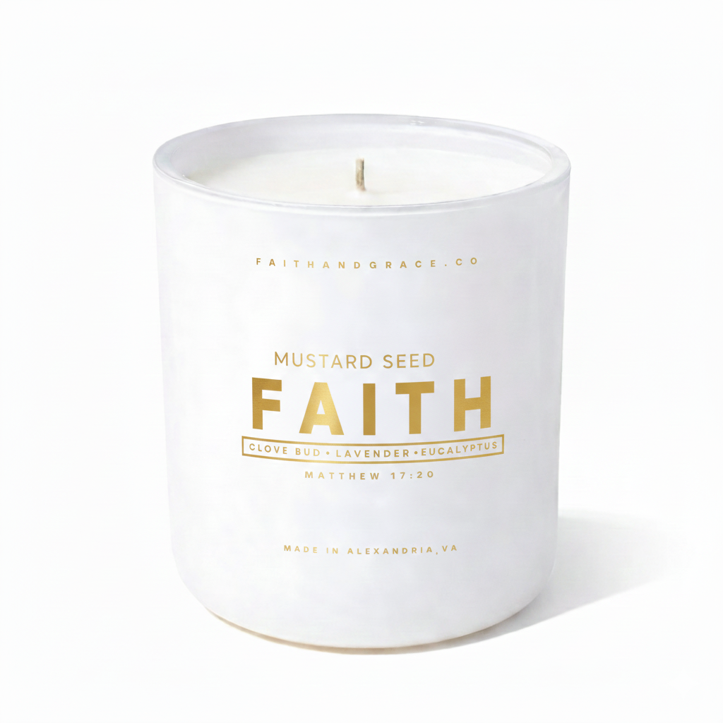 Mustard Seed Faith Candle. Lavender | Eucalyptus